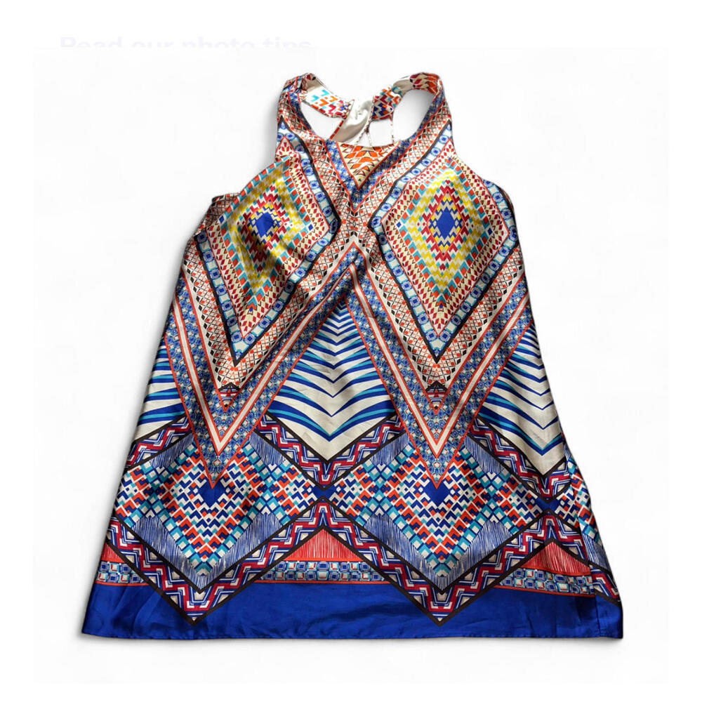 Bisou Bisou Dress Womens Size 16 Multicolor Geometric Print Sleeveless Racerback